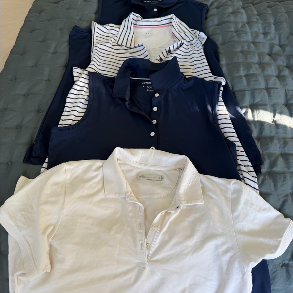Peter Millar set of 4 Mixed Polo & Sleeveless Tops - White and Navy L